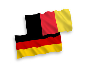 Flags of Belgium and Germany on a white background