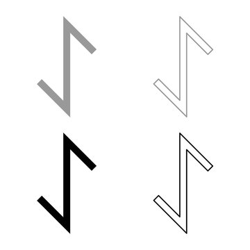 Eywas rune yew strength egis symbol icon set grey black color illustration outline flat style simple image