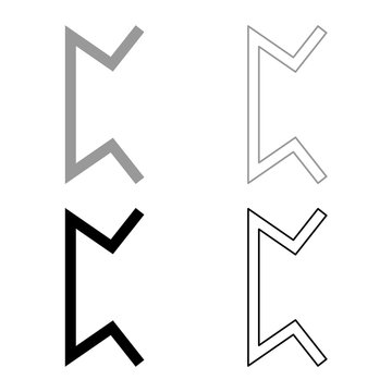 Perth rune pertho pear hidden game symbol icon set grey black color illustration outline flat style simple image