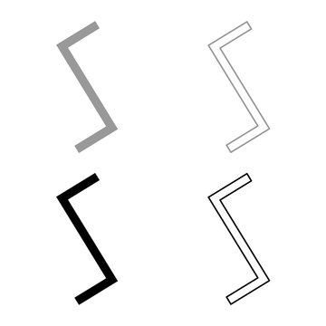 Sowull rune sol sun symbol icon set grey black color illustration outline flat style simple image