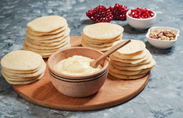 Moroccan Pancake Layer Cake - Baghrir Cake.
