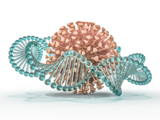 DNA chain. Abstract scientific background. 3D rendering