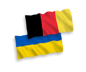Flags of Belgium and Ukraine on a white background