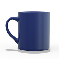 Blue mug Mockup standing on the surface. 3D