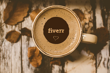 coffee mug with fiverr logo