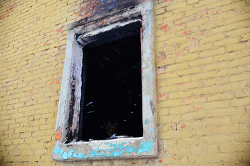 House burned almost completely in a major fire leaving only the damaged remains of this home.