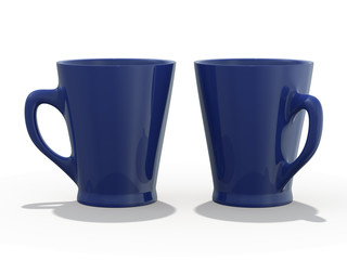 Blue mug Mockup standing on the surface. 3D