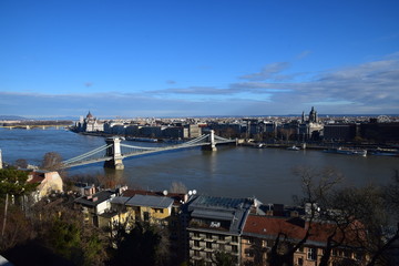 Budapest - Danube and Chain Bridge panorama