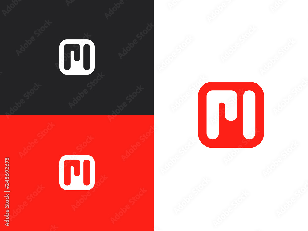 Sticker Initial letter M logo design template elements