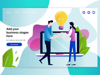 Web page design template for business meeting and brainstorming, strategic partnership, business success, creative products and services. Vector illustration design for website and mobile website