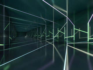 Abstract dark modern architecture background. 3D rendering