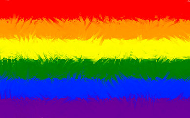 A digitally painted pride flag with a chaotic pattern.