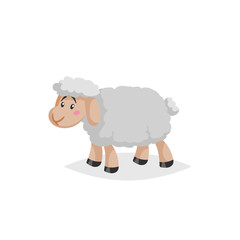 Cartoon sheep. Wooly cute farm animal stay. Vector trendy design illustration isolated on white background.