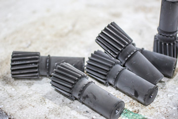 Shaft gear after the nitriding process with an oblique tooth