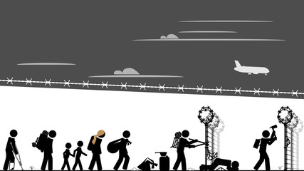Migrants breach the border fence