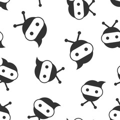 Cute robot chatbot icon seamless pattern background. Bot operator vector illustration. Smart chatbot character symbol pattern.