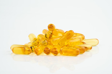 omega3 gel capsules on white background