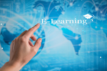 E-learning concept with a teacher presenting online education program