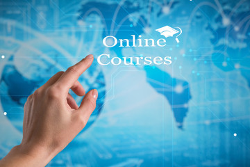 E-learning concept with a teacher presenting online education program