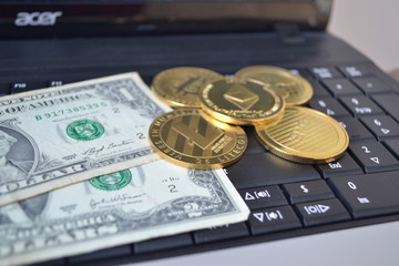 Crypto currency on the keyboard