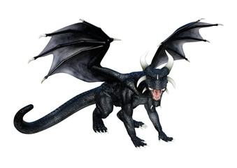 Obraz premium 3D Rendering Fairy Tale Dragon na białym tle