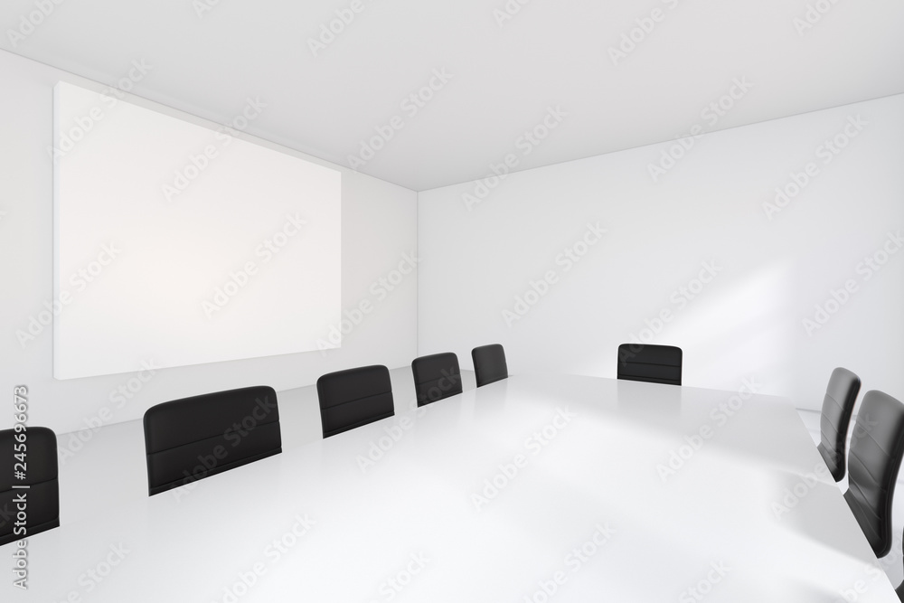 Poster modern conference room with empty poster. mock up, 3d rendering.