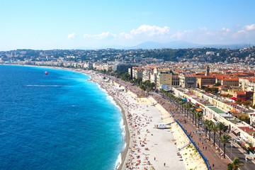 Fototapeta premium Nice view of the beach on a sunny day. France. Cote d'Azur.