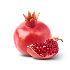 Fresh ripe pomegranate isolated on white background.