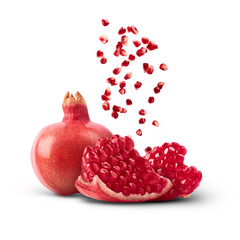 Fresh ripe pomegranate isolated on white background.