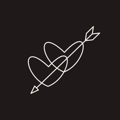 Linear illustration of an icon of two hearts