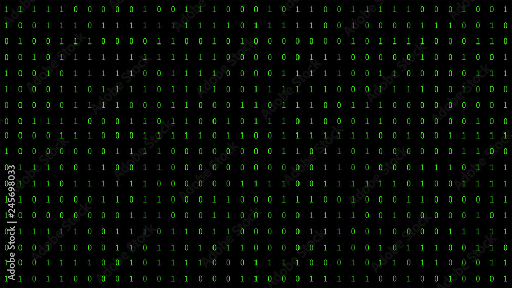 Fototapete 01 or binary numbers on the computer screen on monitor matrix background, Digital data code in hacker or safety security technology concept. Abstract illustration