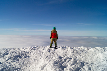 Fototapeta na wymiar Winter adventures. Summit. Carpathians. Ukraine.