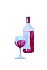 Watercolor red wine