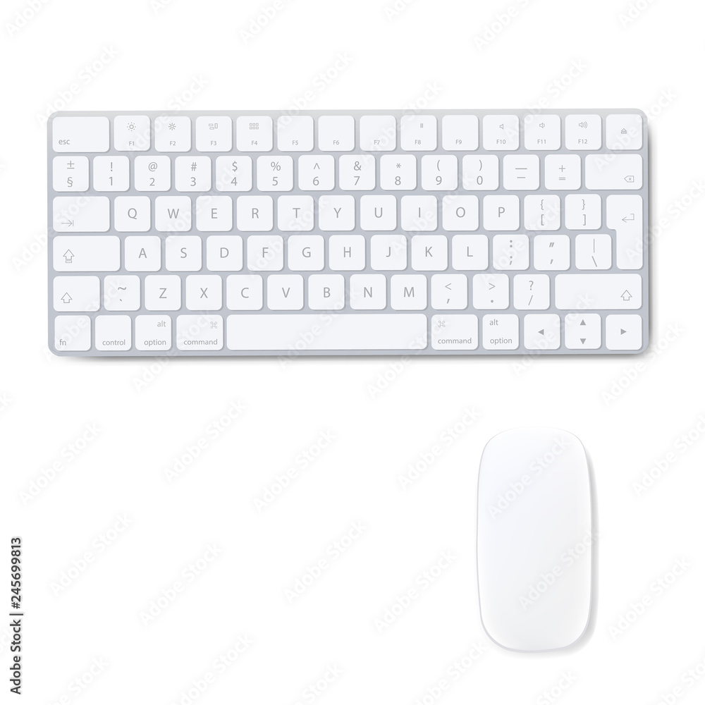 Wall mural computer keyboard with mouse isolated background