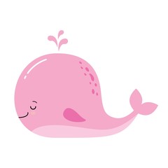Cute cartoon whale. Adorable little pink whale vector illustration collection.