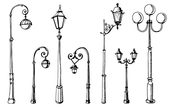 Premium Vector  Street lamp retro sketch hand drawn engraving style vector  illustration