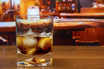 Black russian cocktail in old fashioned glass with ice