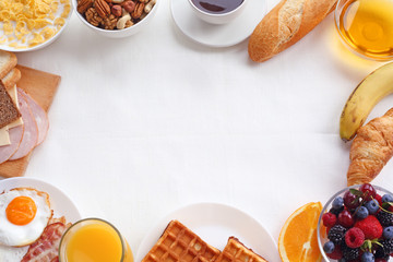 Healthy breakfast background - obrazy, fototapety, plakaty
