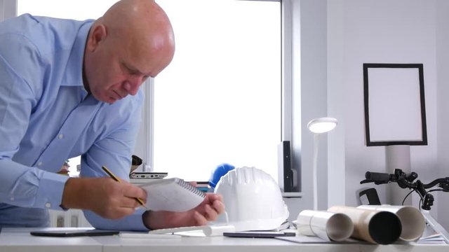 Businessperson Interior Office Use Tablet and Access Online Technical Data Base