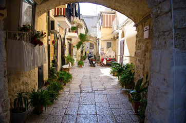Fototapeta na wymiar Small courtyard in Bari city, Puglia Apulia region, Southern Italy