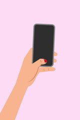 Human hand holding smartphone.