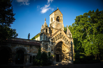 Fototapeta na wymiar Old Jaki Kapolna church near Vajdahunyad castle in Budapest, Hungary