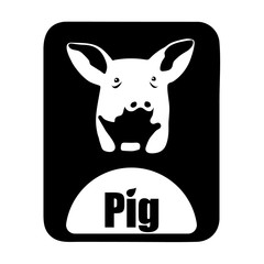 chinese calendar animal monochrome logotype pig head