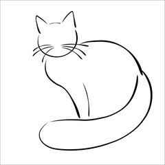 Outline drawing of a cat for a logo. Suitable for veterinary clinics, shops, animal feed.