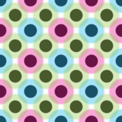 Seamless pattern of blurred translucent colorful polka dots