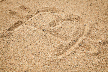 Famous cryptocurrency sign written on the sand