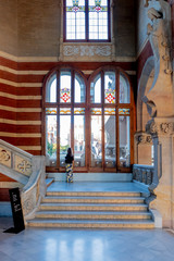 Stairs of interior of San Pau hospital in Barcelona
