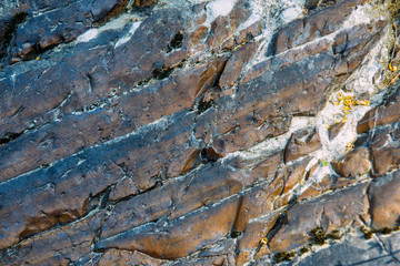 The surface of an old rock with cracks. Old rock texture (wild background)