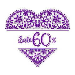  Valentine's Day tracery heart, 60 percent discount