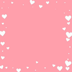 White heart love confettis. Valentine's day frame 